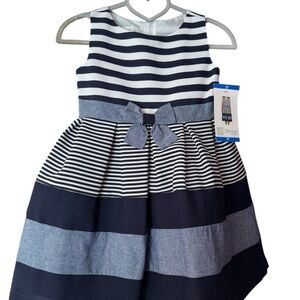 Bonnie Jean Navy and White Striped Dress
